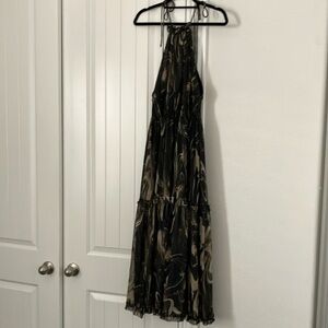 Banana Republic Elegant Black and Tan Maxi Dress